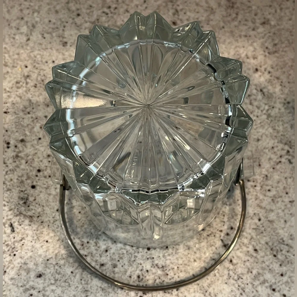 Italian Crystal Glass Mini Ice Bucket Removable Silver-Plated Bit Handle MCM